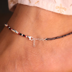 Ziya Colour Bliss Silver Payal for Women