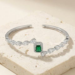 Green aura silver kada for women