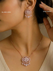 Elegant bloom silver pendant set for women