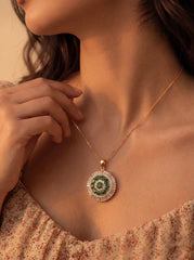 Green grace silver pendant set for women