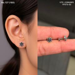 Black flora silver tops