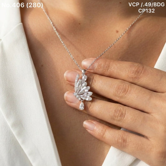 Flying butterfly silver chain pendant for women