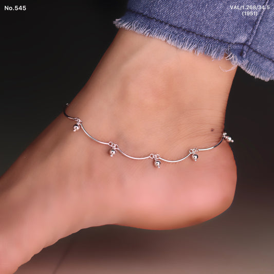 Pure silver classy curve ghungroo payal