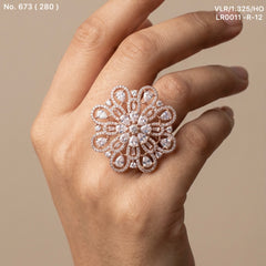 Crystal orbit silver ring for women
