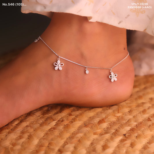 BloomLuxe Silver Payal for Women