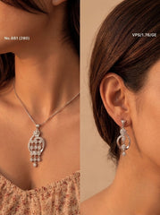 Diamond bloom silver pendant set for women