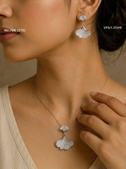 Astra bloom silver pendant set for women