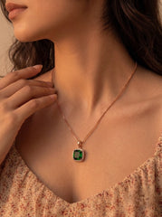 Emerald glow silver pendant set for women
