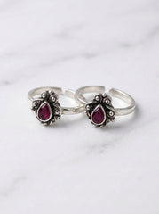 Cupid drop glow silver toerings for women