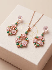 Crystal blossoms silver pendant set for women
