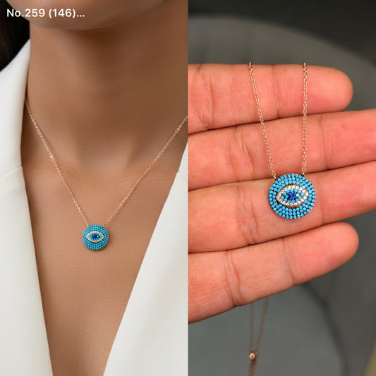 Zaria evil eye silver chain pendant