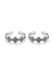 Black aura silver toerings for women