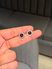 Royal maroon stone silver stud