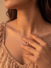 Heart infinity silver pendant set for women