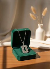 Diamond Edge Rect silver chain Pendant