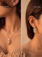 Bloom petals silver pendant set for women