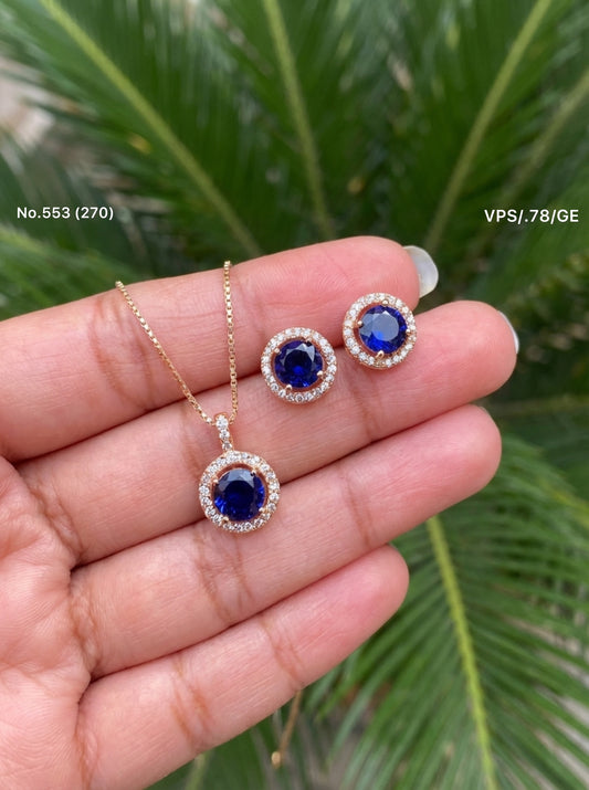 Blue nova silver pendant set for women