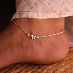 Graceful Butterfly Stone Charm Silver Payal