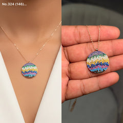 Colourbust medallion silver chain pendant