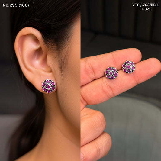 Purple bloom silver stud