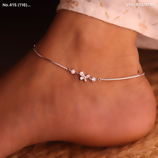 Graceful Butterfly Stone Charm Silver Payal