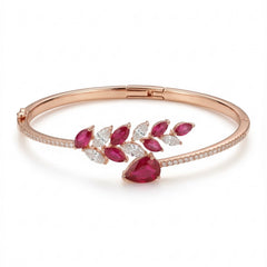 Scarlet Leaf Spark silver kada for women