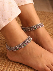 Maharani Style Silver Payal for Women