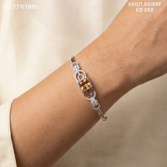 Crystal royality silver kada for women