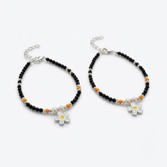 Flora charms & beads silver bracelet for kids