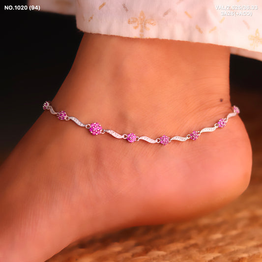 Silver Pink Blossom Silver Payal