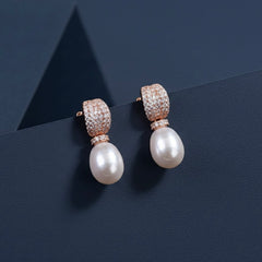 Flamingo pearl silver earrings