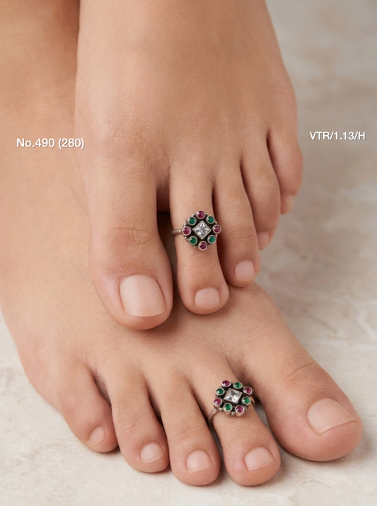 Flora charm silver toerings for women