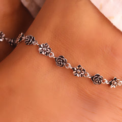 Floradhara heavy silver anklet