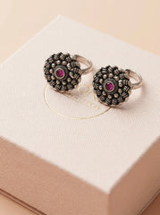Blossom trail oxidised silver toerings for women