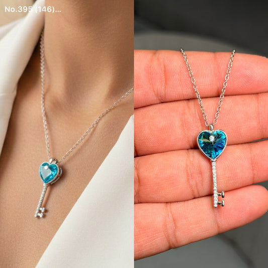 Mystic key silver chain pendant