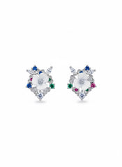 Urban white bloom silver stud