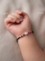 Little jewel pearls and beads silver bracelet for kids