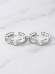 Twinkling treasure silver toerings for women