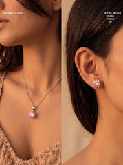 Pink shine silver pendant set for women