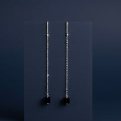 Black mystic silver earrings for women