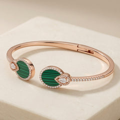 Green radiance silver kada for women