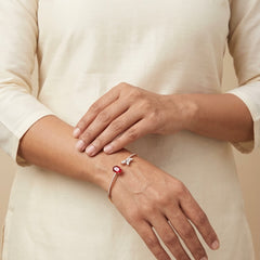 Red Royal silver kada for women