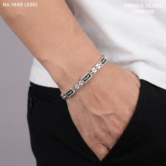 Chrom velor silver bracelet for men