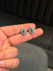 Prakriti green silver stud