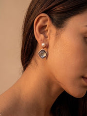 Moon pearl silver pendant set for women