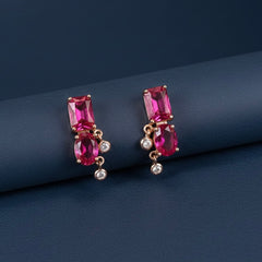 Pink charm silver stud