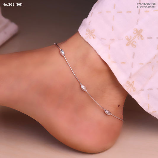 Sleek Lines Silver Bead Payal for Women