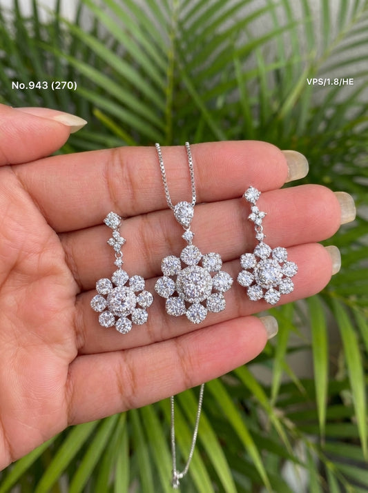 Fluerina silver pendant set for women