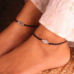 Silver Gaja Thread silver payal for women