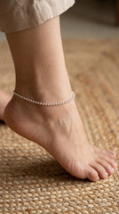 Slim Silver Women Payal with Beaded Grace